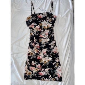 black floral mini dress